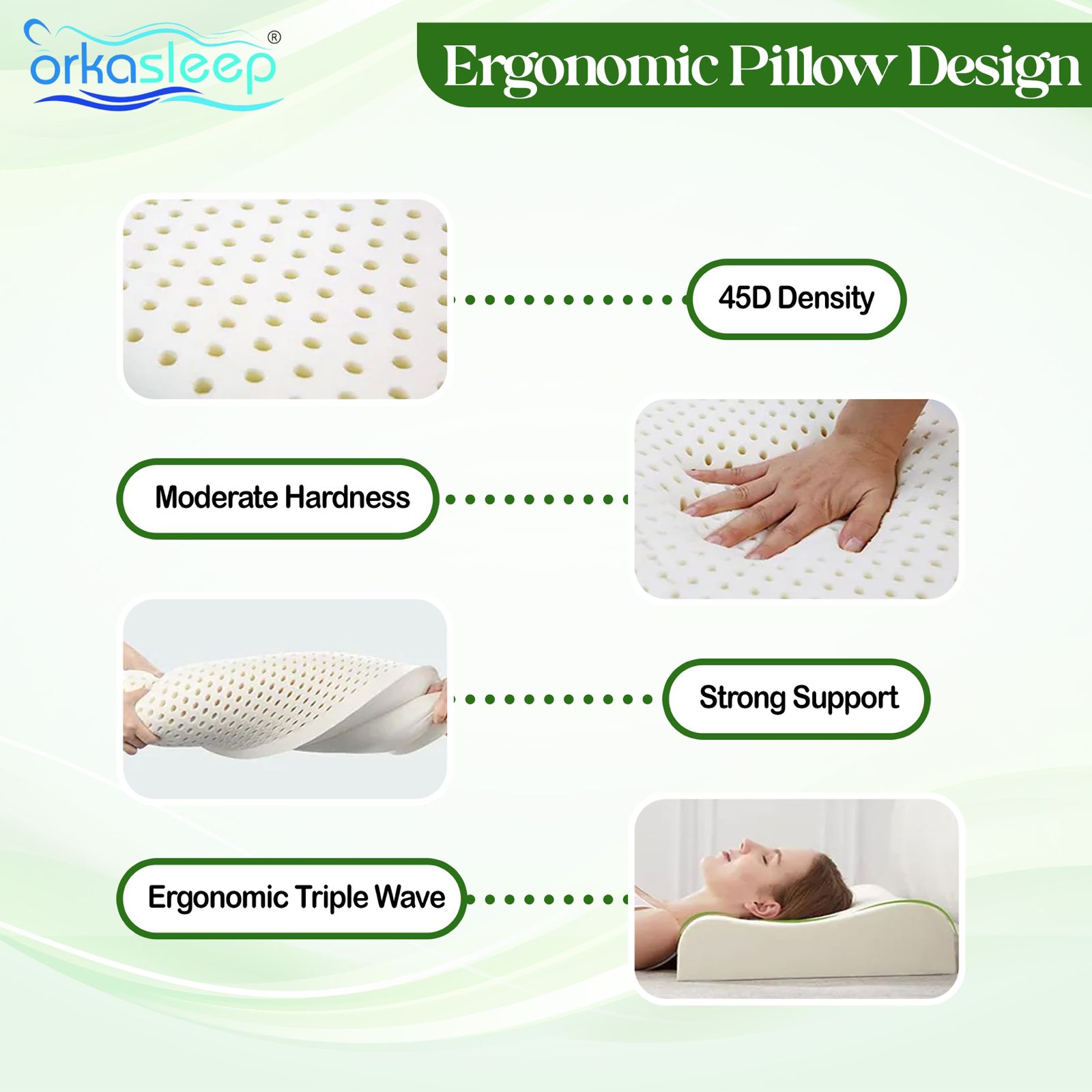 Orkasleep Latex Memory Foam Pillow Pack of 1